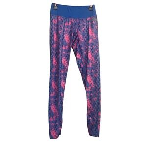 Terramar Pink Blue Geometric Triangle Print High Waist Athletic Leggings XS